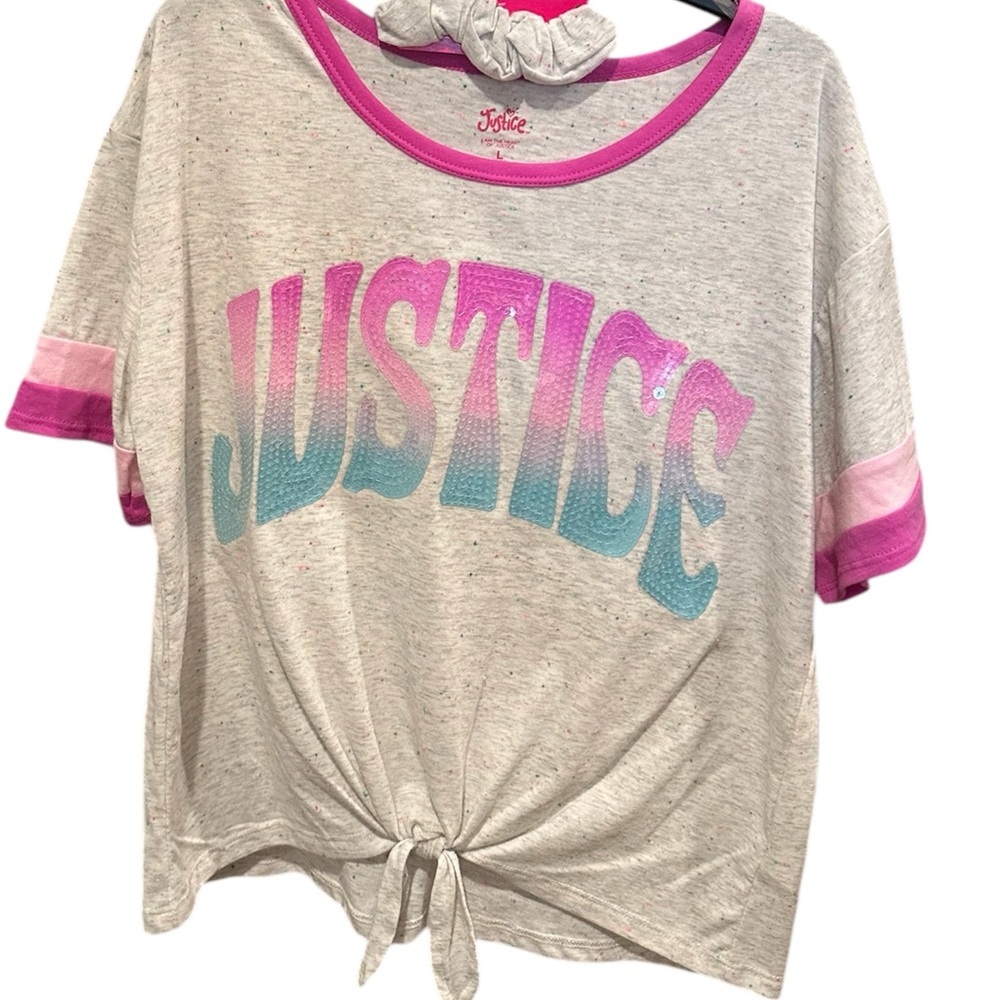 Justice Short Sleeve Tee & Matching Hair 🎀 - Picture 4 of 7